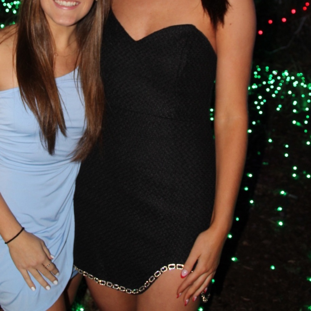 One-shouldered Dress With Chained, Jeweled Detailing